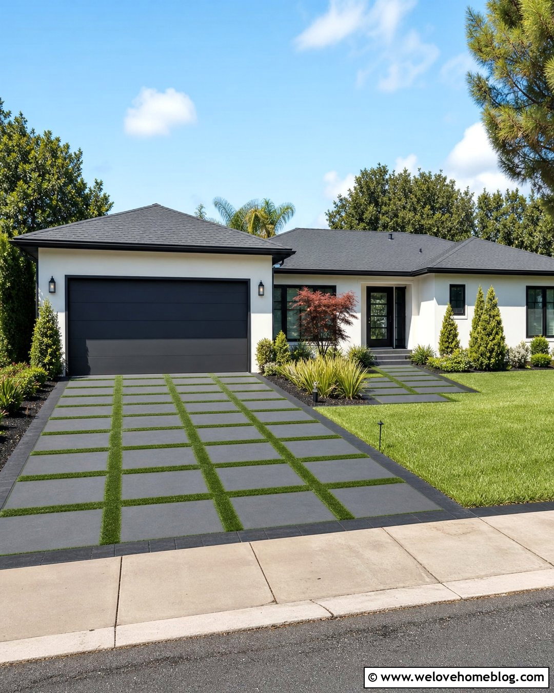 Checkerboard Grass Strip Driveway - 20 Grass Strip Driveway Ideas
