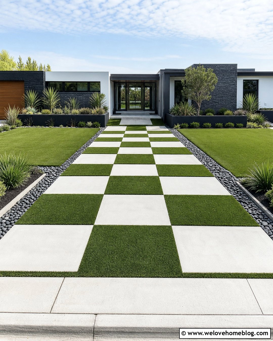 Checkerboard Turf Block Driveway - 20 turf block driveway ideas