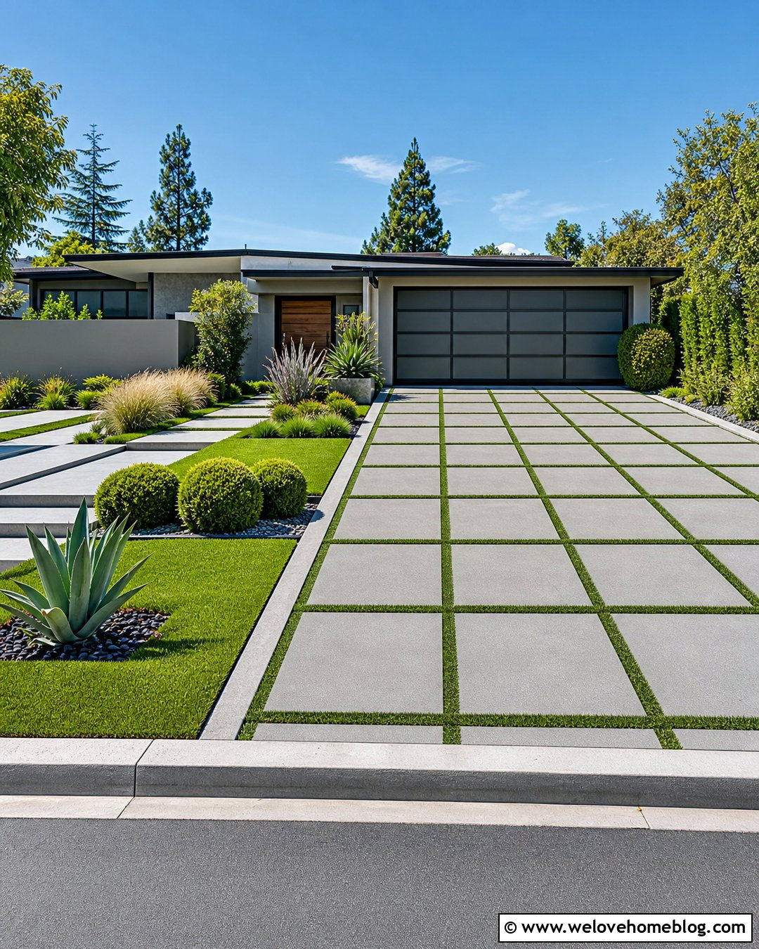 Checkerboard Turf Driveway - 25 turf driveway ideas