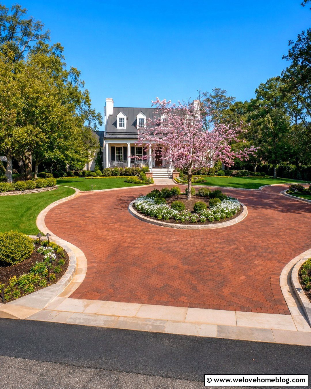 Cherry Blossom Driveway With Garden Island - 20 cherry blossom driveway ideas