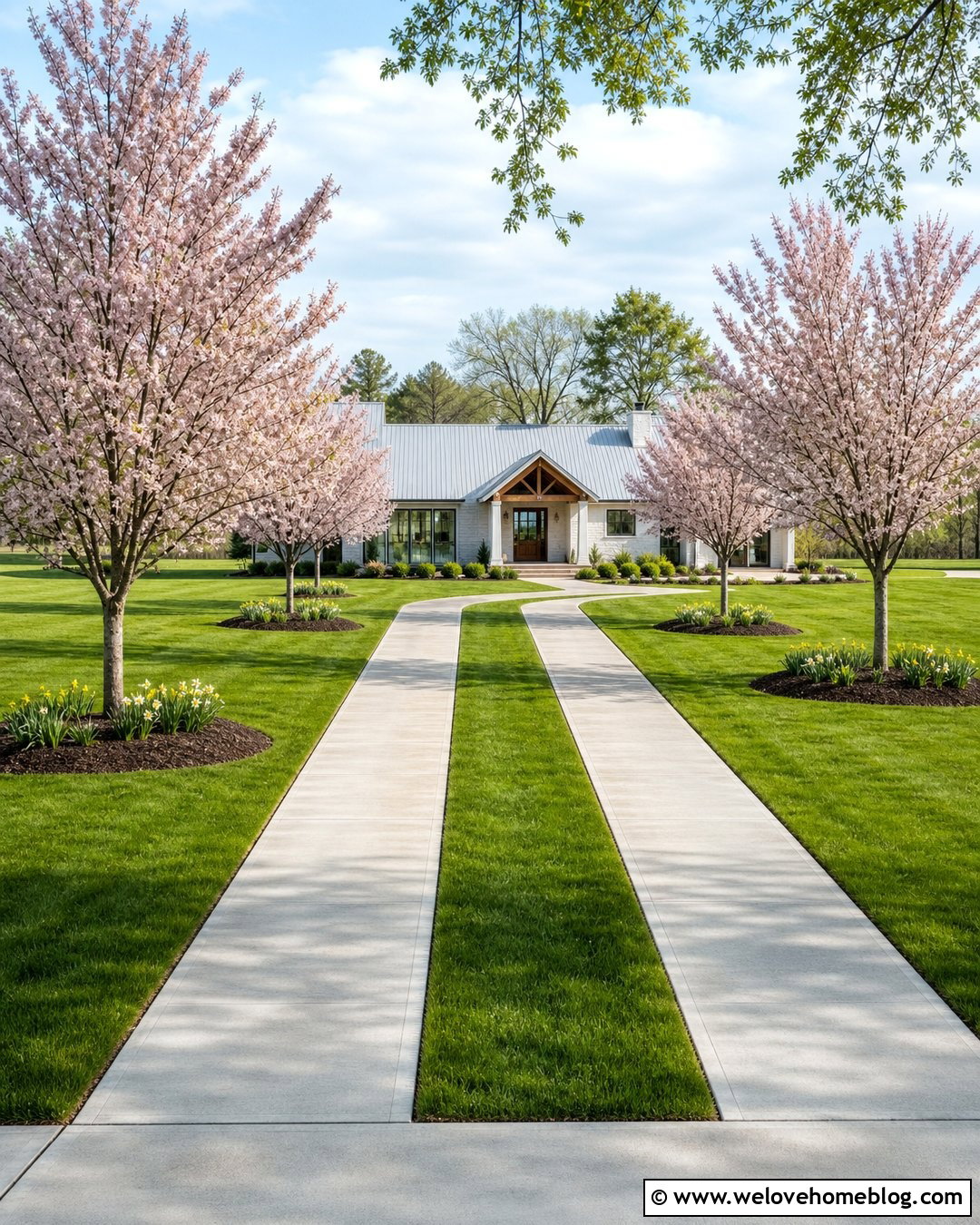Cherry Blossom Tree Driveway With Grass Strips - 20 Cherry Blossom Tree Driveway Ideas