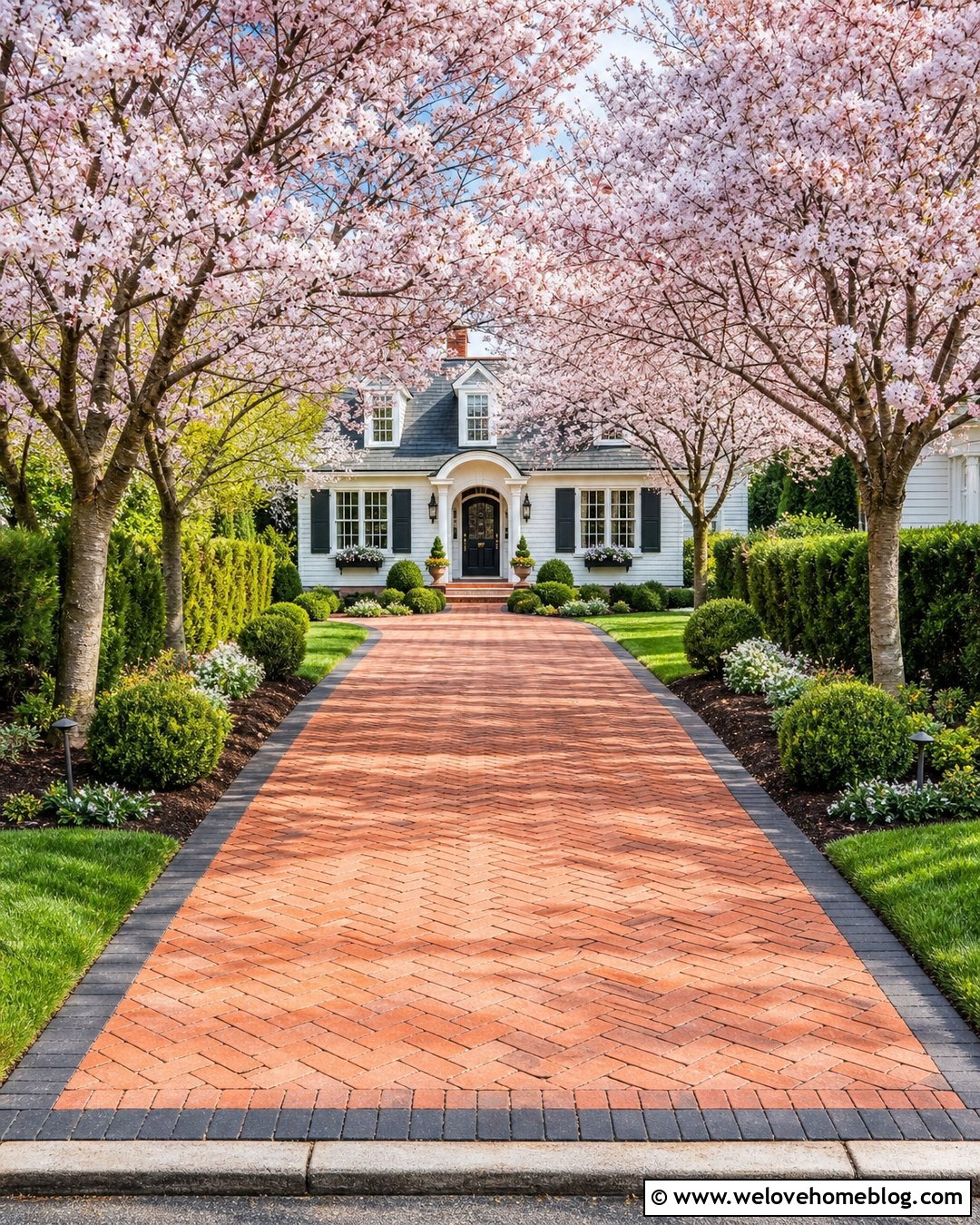 Cherry Tree Canopy Brick Paver Driveway - 20 Tree Canopy Driveway Ideas