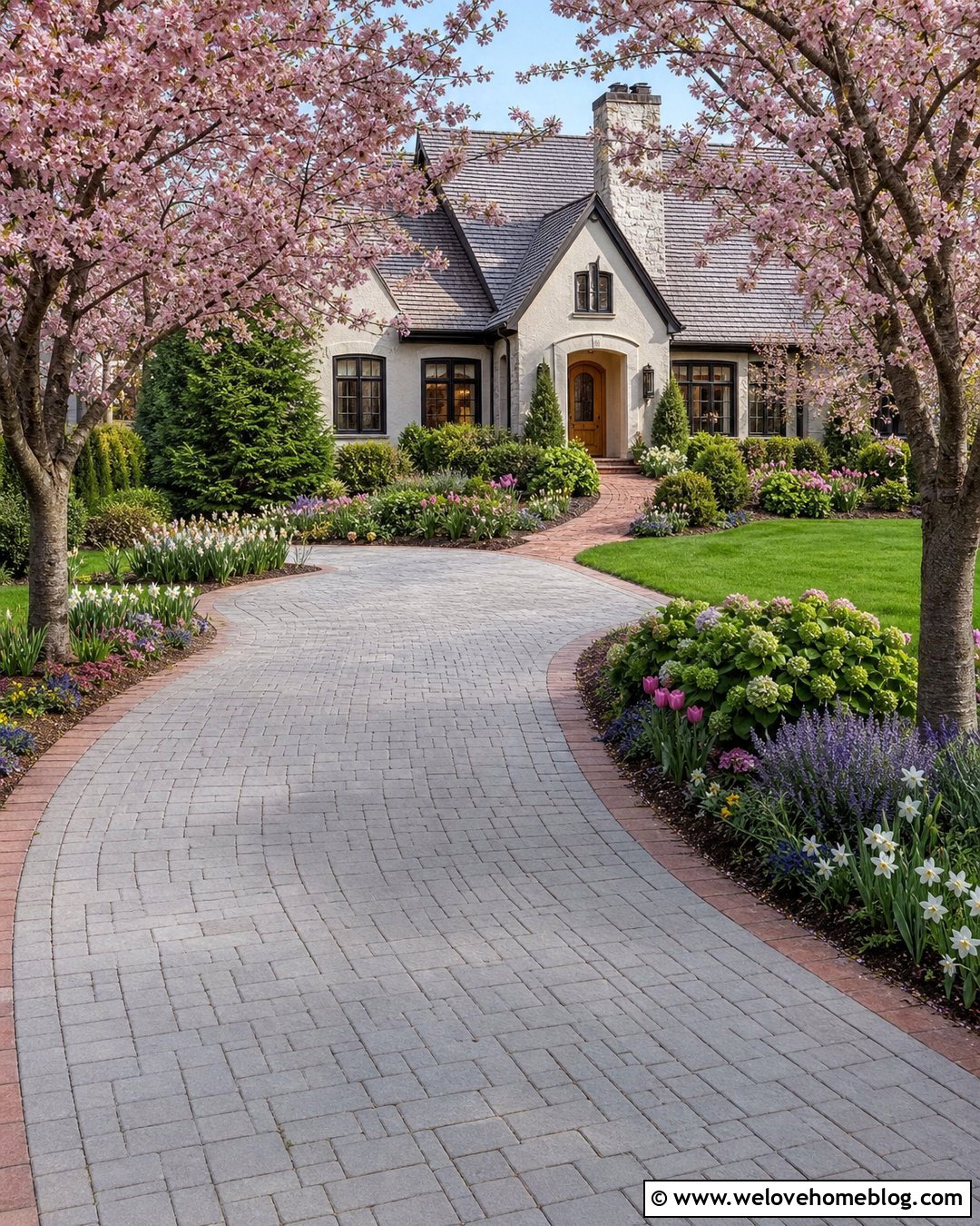 Cherry Trees Along A Cottage Driveway - 30 driveway trees ideas