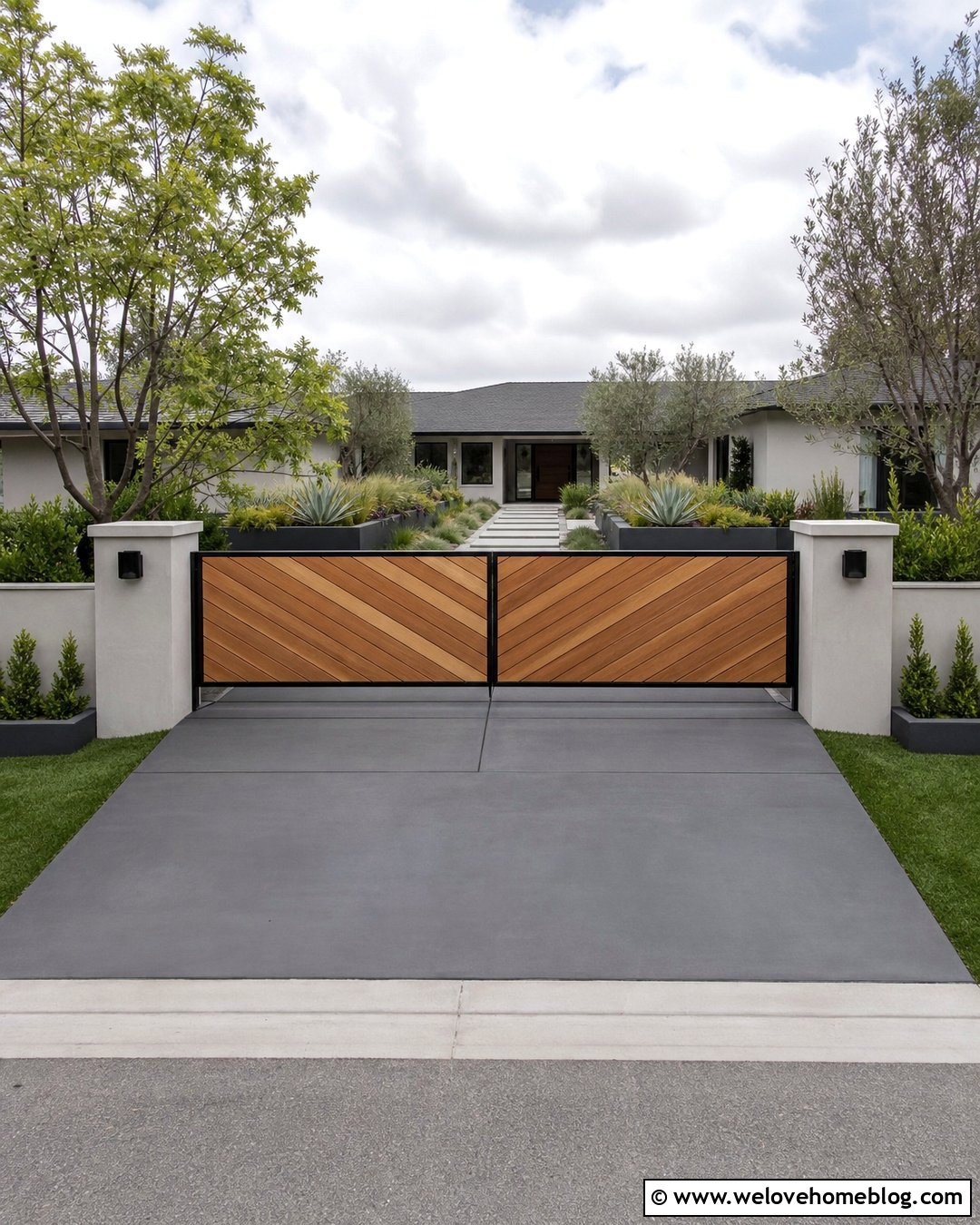 Chevron Wood Bi Fold Driveway Gate - 20 Wood Bi-Fold Driveway Gate Ideas