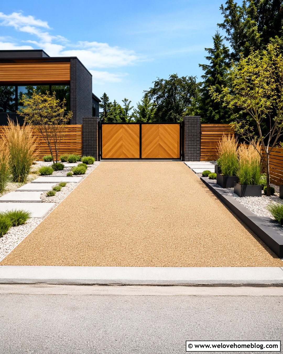 Chevron Wooden Driveway Gate - 20 Decorative Wooden Driveway Gate Ideas