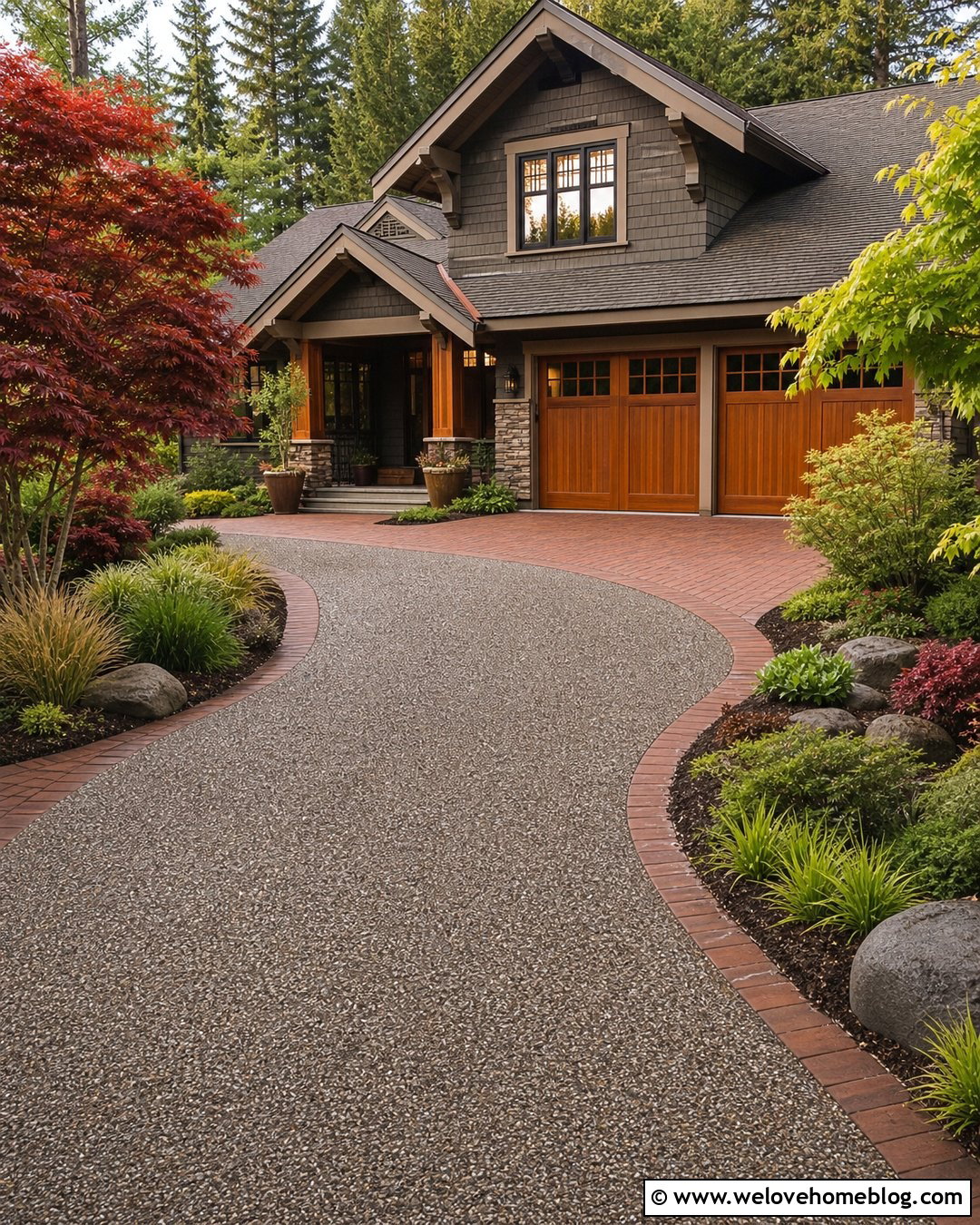 Chip Seal Driveway With Craftsman Brick Border - 25 Chip Seal Driveway Ideas