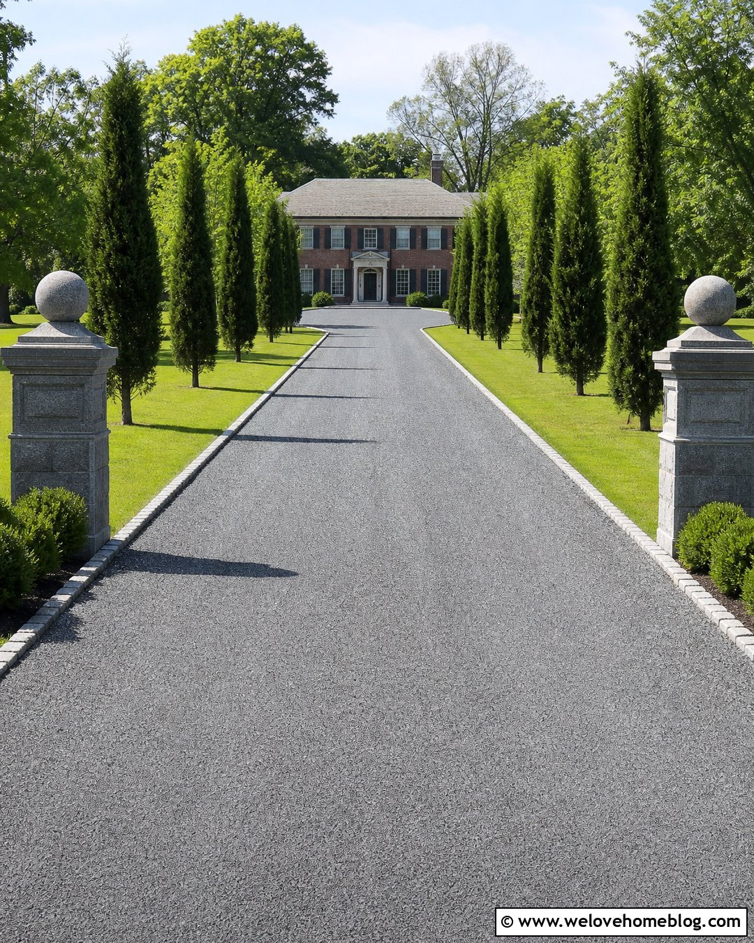 Chip Seal Driveway With Evergreen Tree Lining - 25 Chip Seal Driveway Ideas