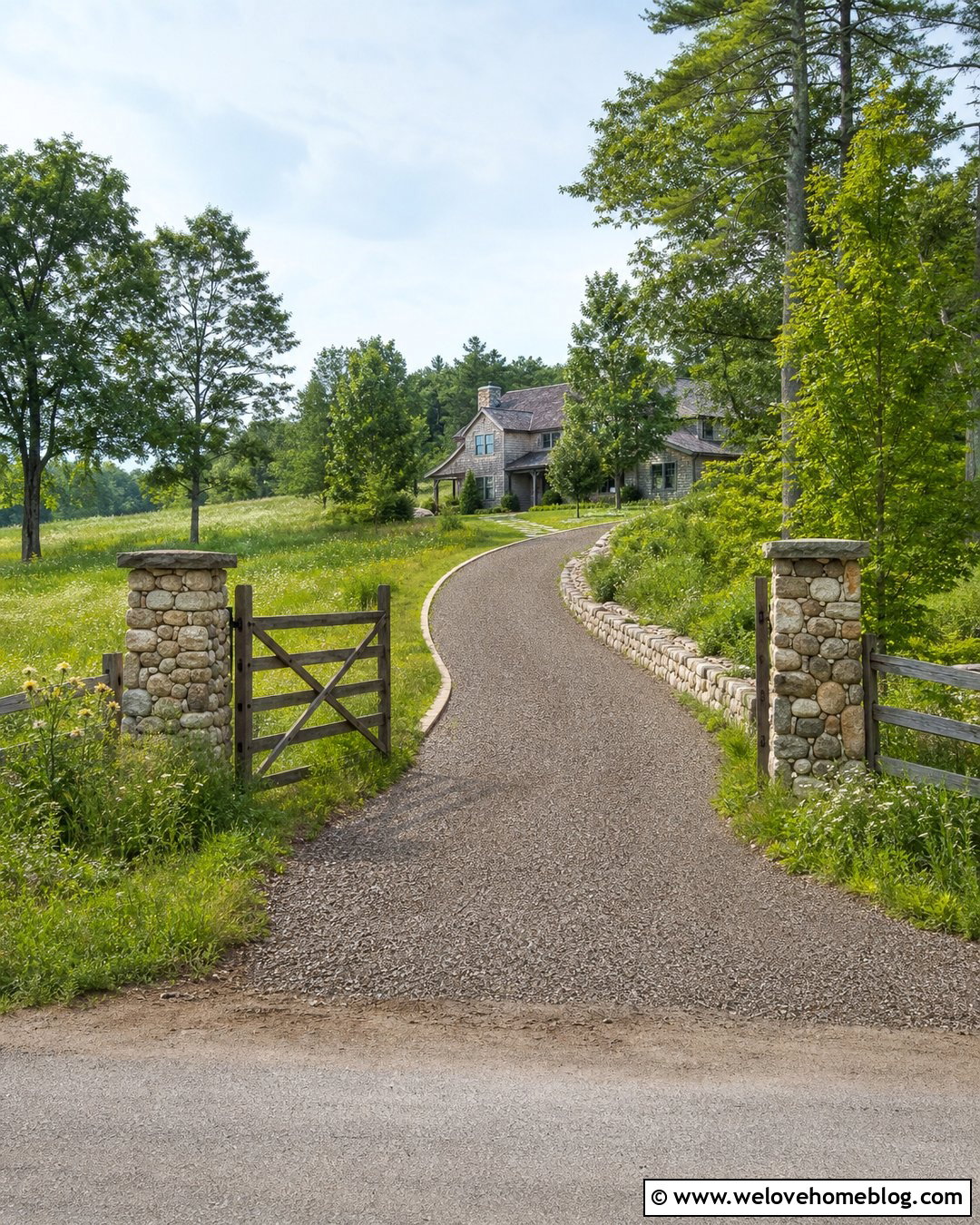 Chip Seal Driveway With Fieldstone Border - 20 driveway surfacing ideas