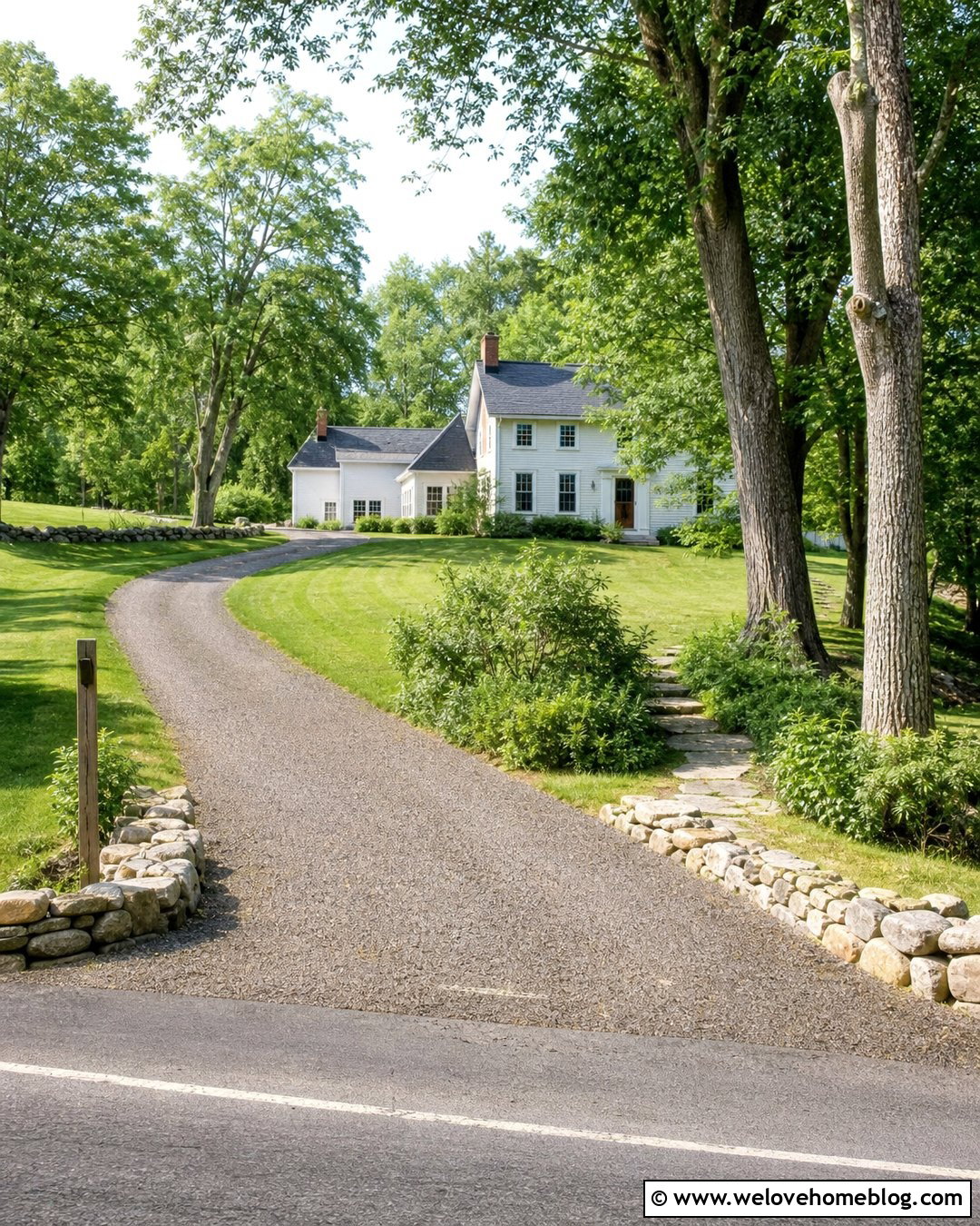 Chip Seal Driveway With Fieldstone Edging - 20 Budget Friendly Driveway Ideas