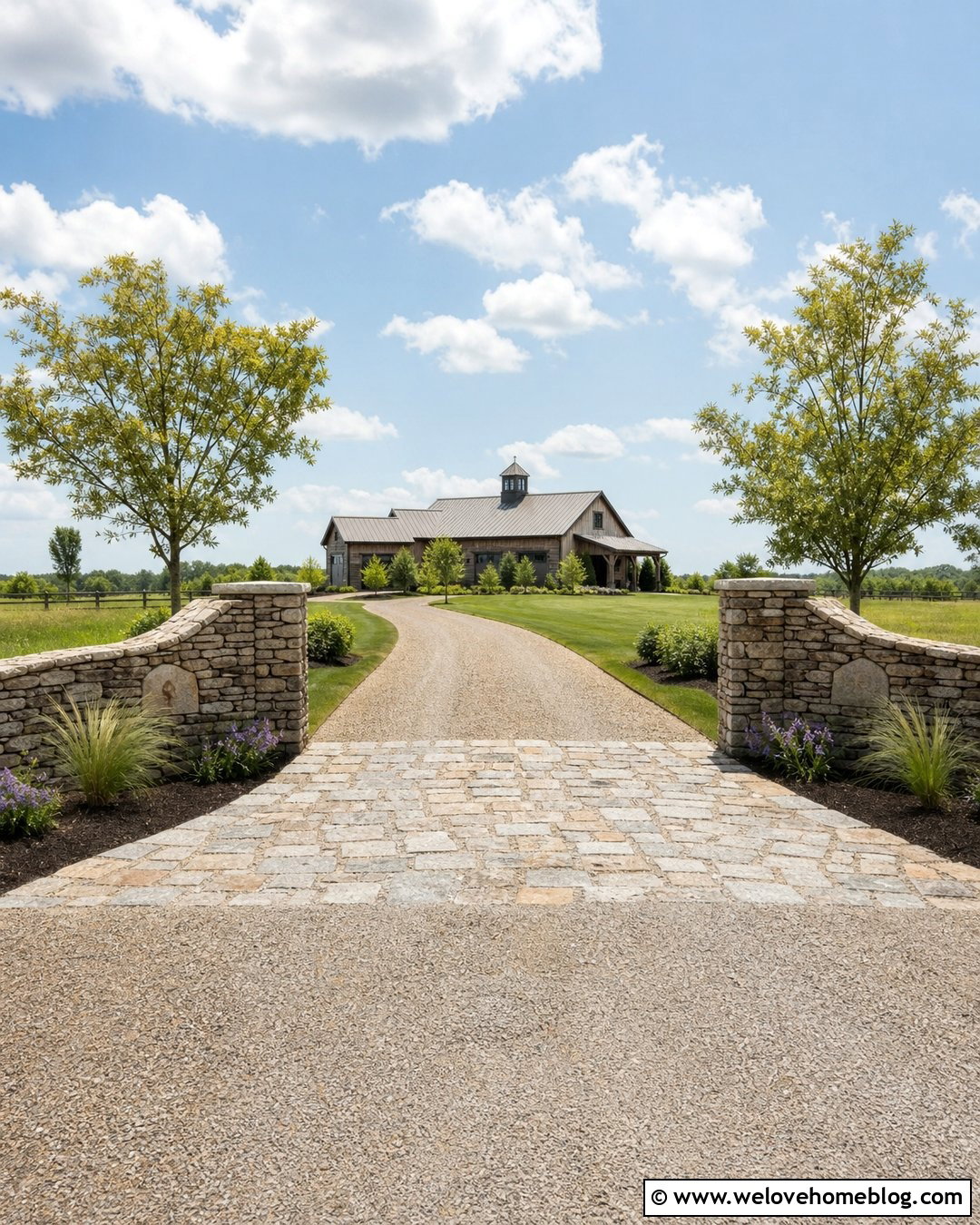 Chip Seal Driveway With Rustic Stone Entrance - 25 Chip Seal Driveway Ideas