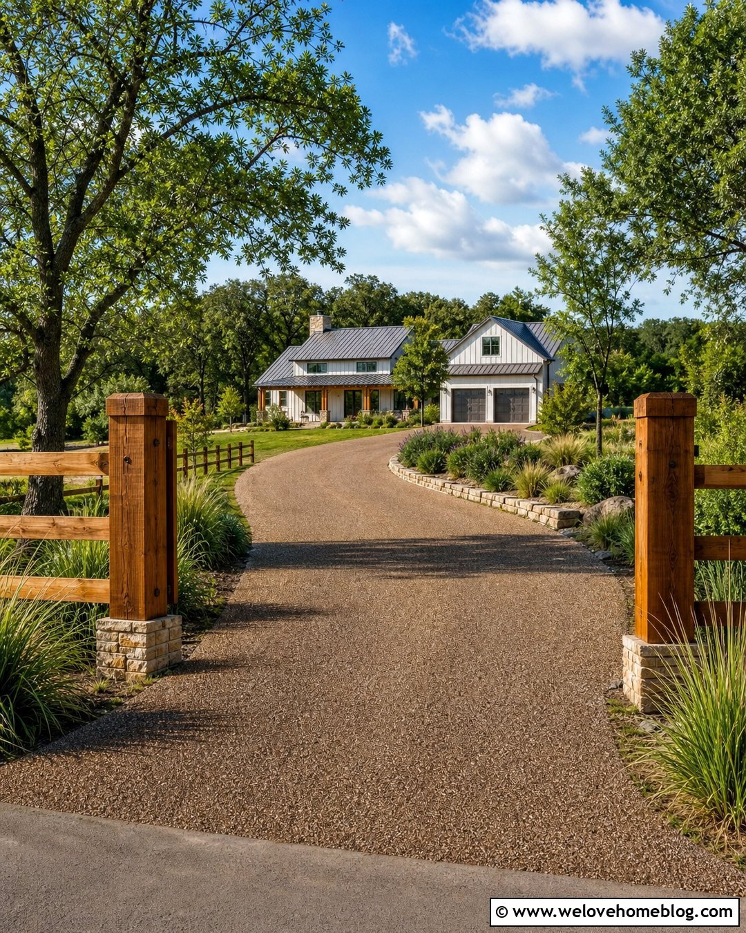 Chip Seal Driveway With Timber Entrance - 30 driveway materials ideas