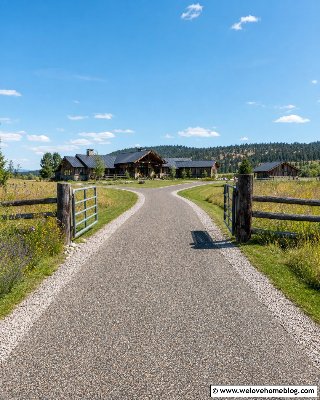 Chip Seal Farm Driveway Entrance With Split Rail Fence - 35 driveways farm entrance ideas