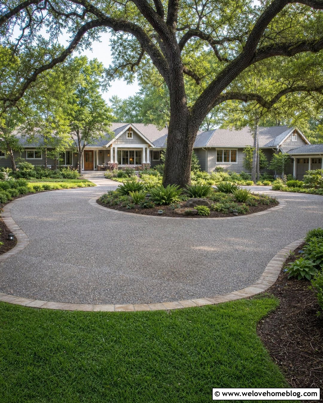Circle Driveway With A Large Shade Tree - 25 front yard circle driveway landscaping ideas