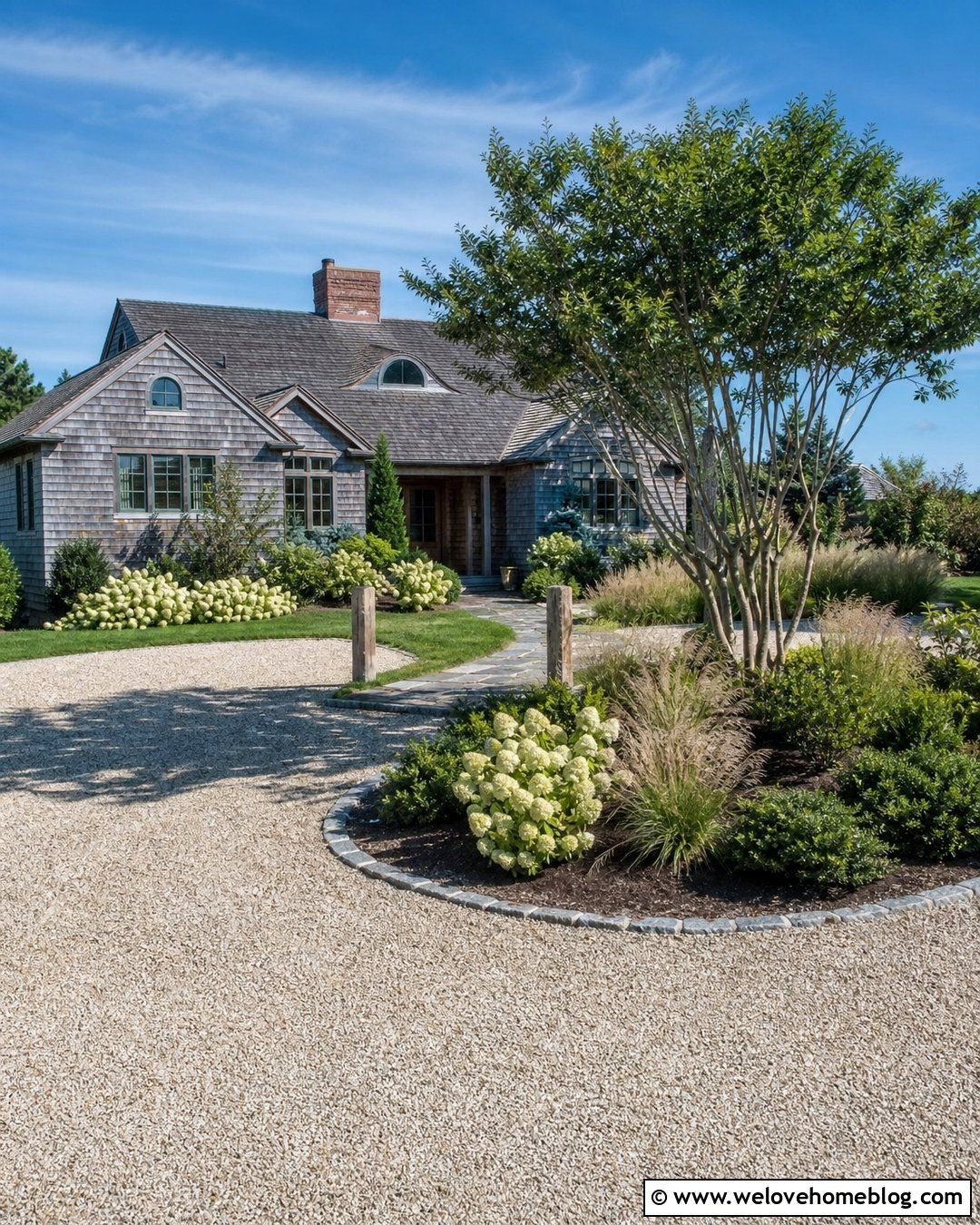 Circle Driveway With Coastal Landscaping - 40 Circle Driveway Front Yards Ideas