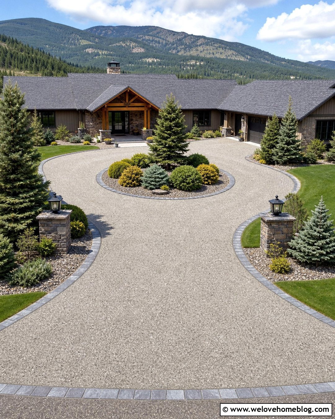 Circle Driveway With Evergreen Landscaping - 25 front yard circle driveway landscaping ideas