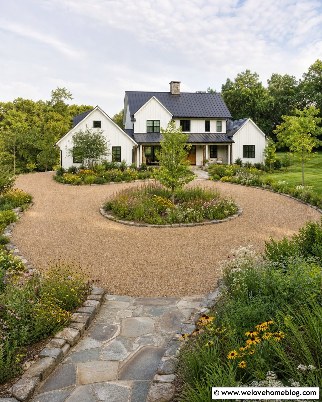 Circle Driveway With Native Plant Landscaping - 20 circle driveway landscaping front yards ideas