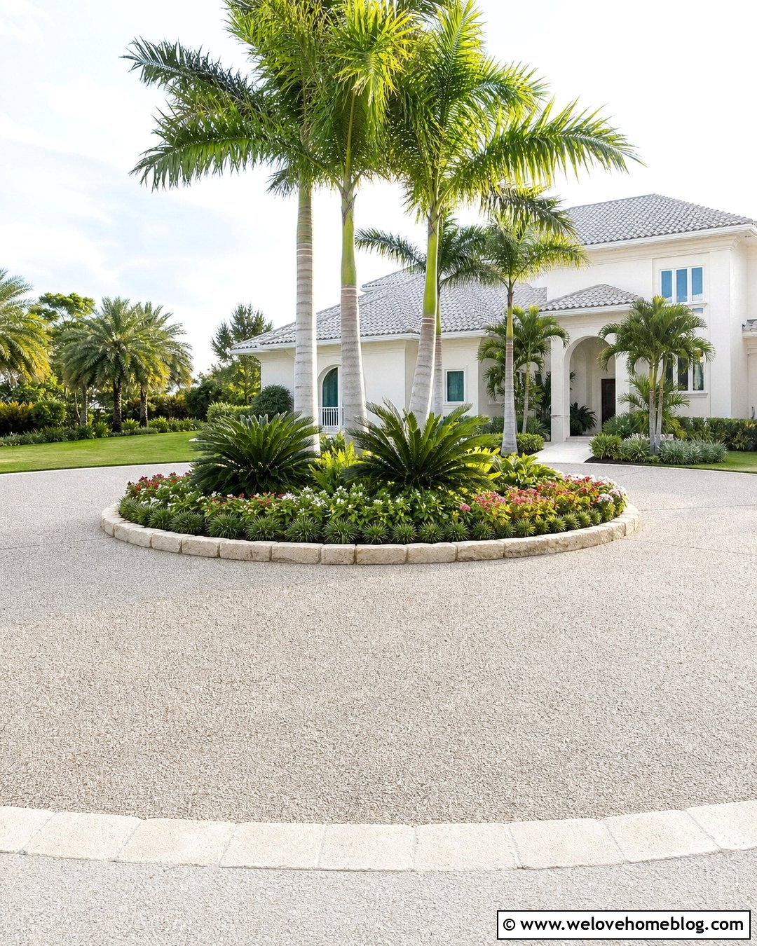 Circle Driveway With Palm Tree Landscaping - 20 circle driveway landscaping front yards ideas