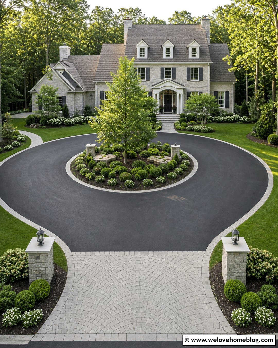 Circular Asphalt Driveway With Paver Apron - 20 Asphalt Driveway With Paver Apron Ideas