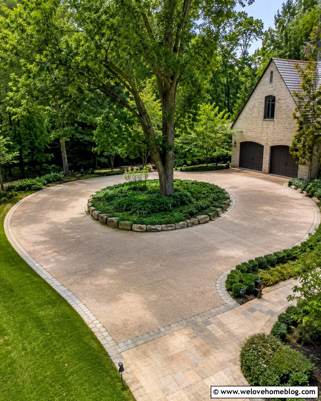Circular Backyard Driveway Around A Tree - 20 Driveway In Backyard Ideas