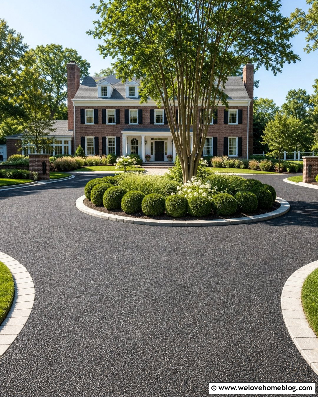 Circular Black Aggregate Driveway With Center Garden - 20 black aggregate driveway ideas