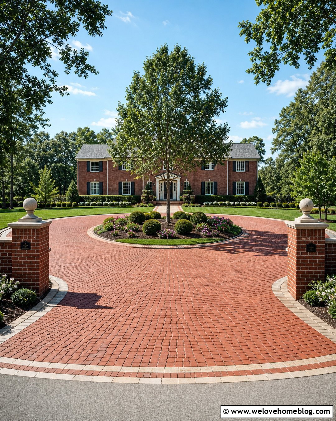 Circular Brick Driveway - 20 Paved Brick Driveway Ideas