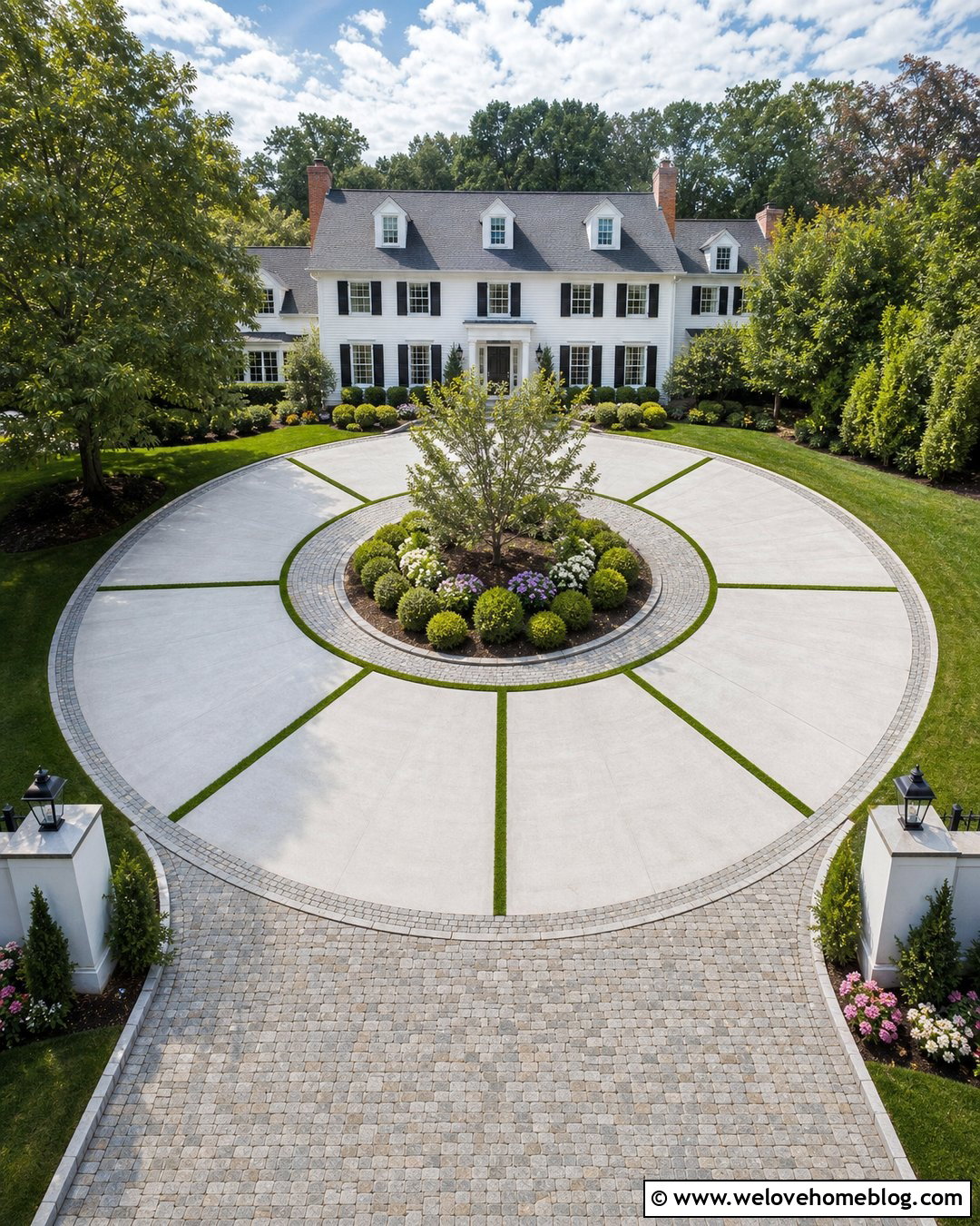 Circular Cement Grass Driveway - 20 Cement Grass Driveway Ideas