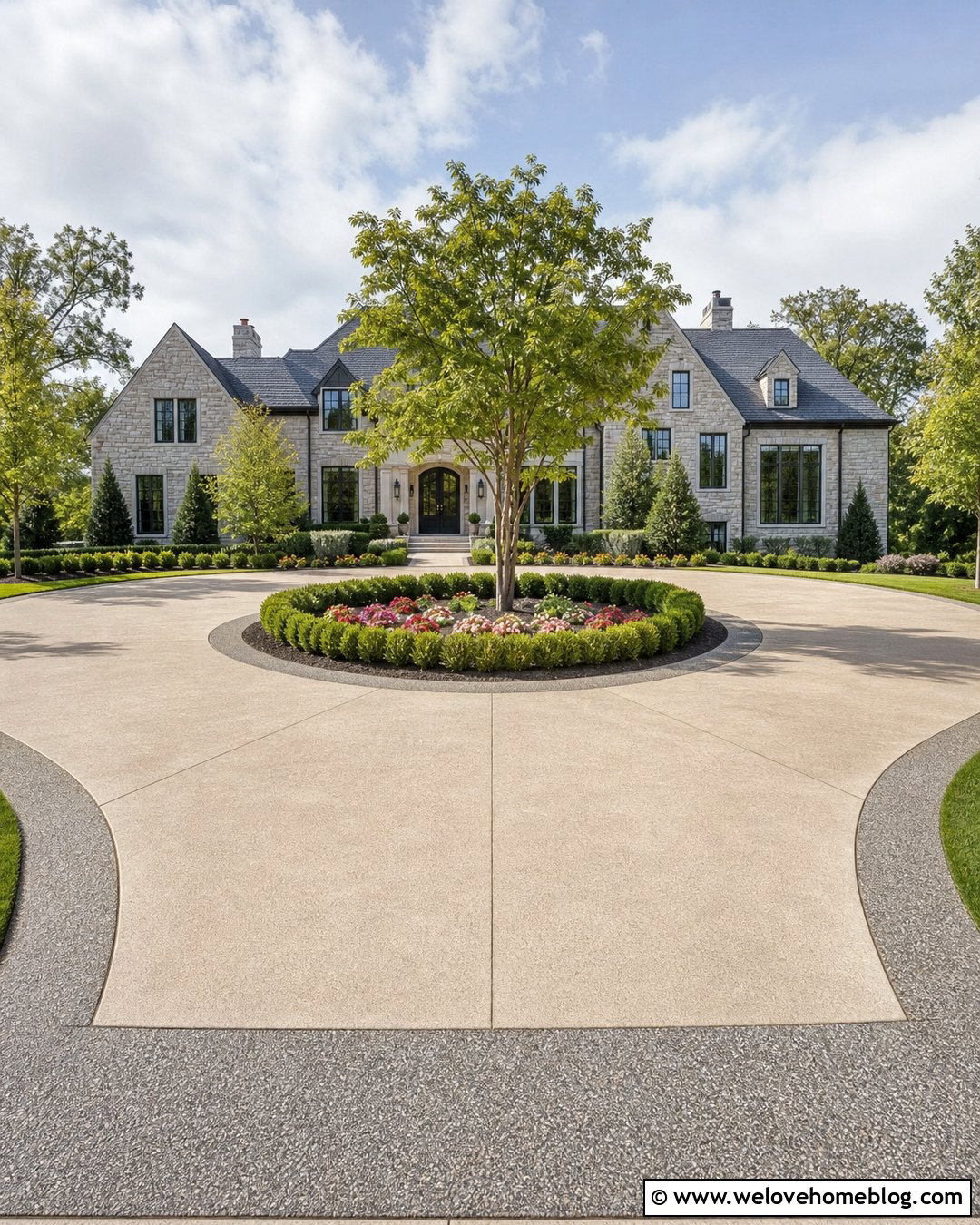 Circular Concrete Driveway - 25 Driveways Concrete Ideas