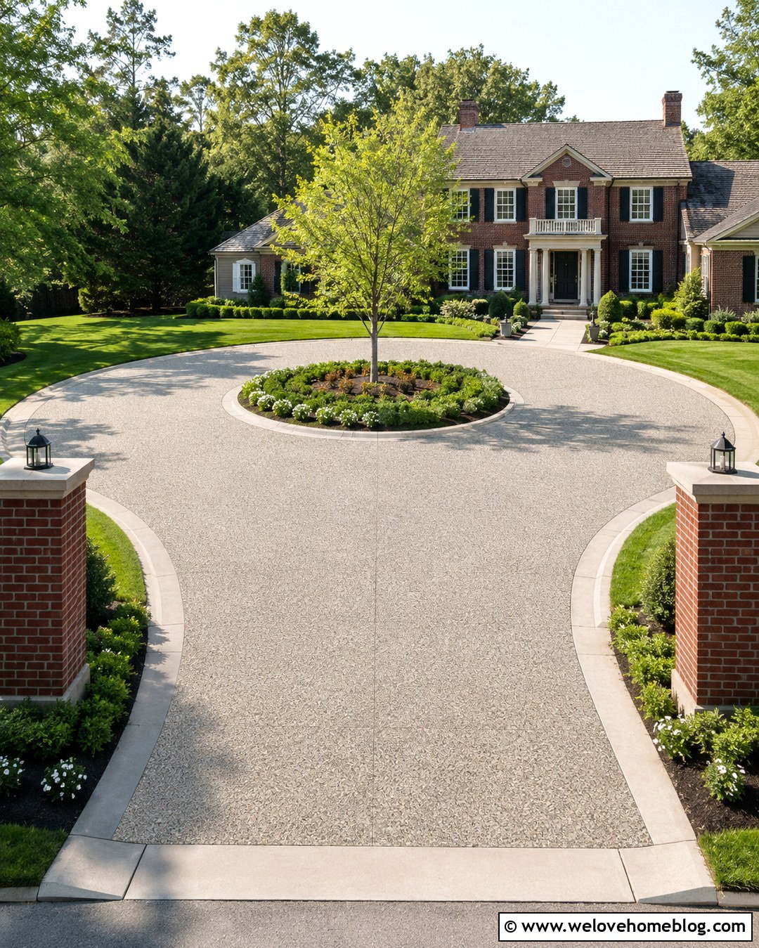 Circular Concrete Driveway With Center Island - 20 concrete driveways pictures ideas