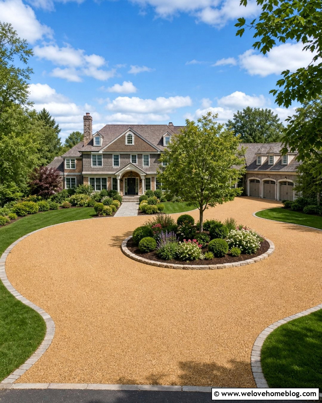 Circular Crushed Granite Driveway With Center Island - 25 Crushed Granite Driveway Ideas