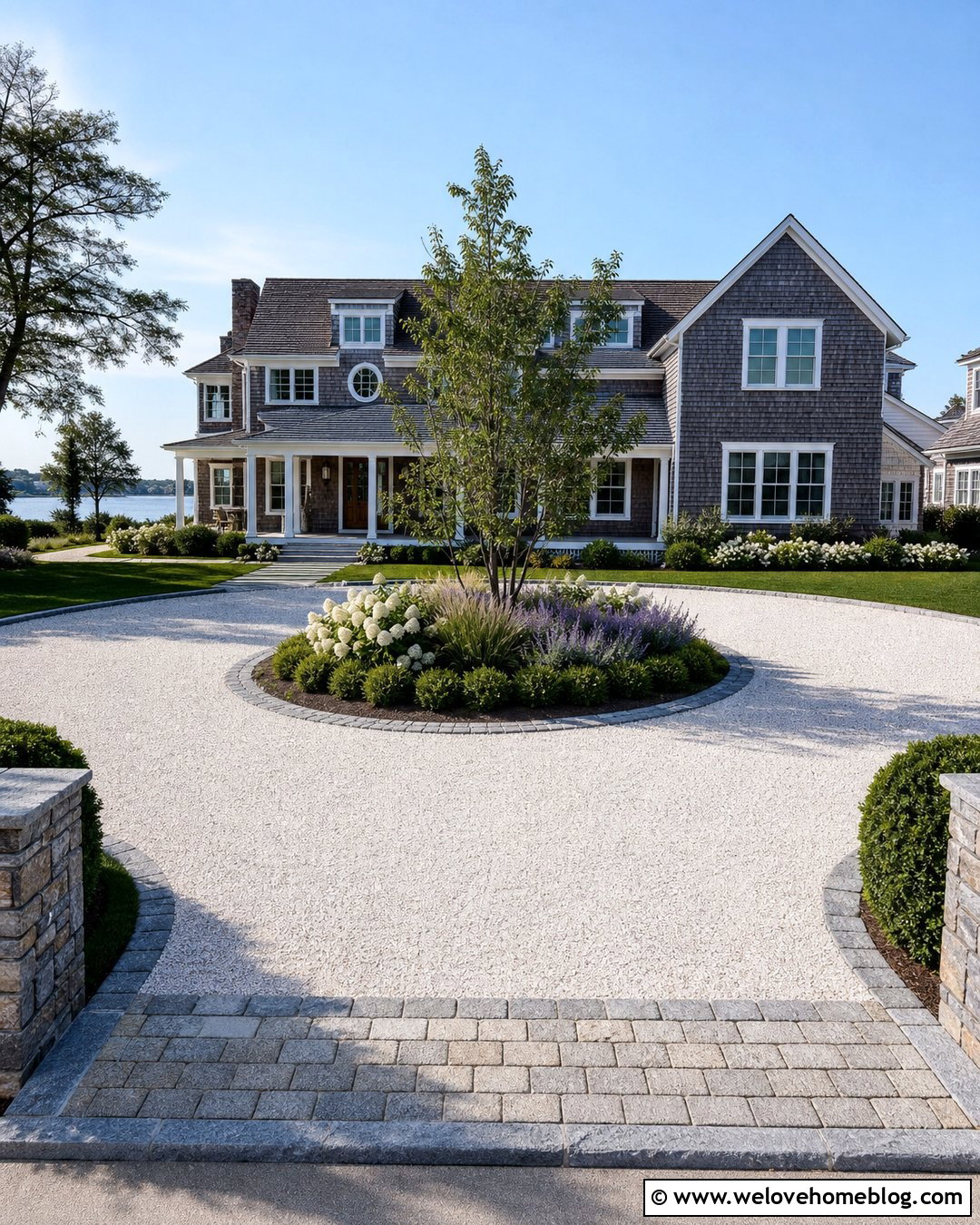 Circular Crushed Oyster Shell Driveway With Center Garden - 20 Crushed Oyster Shell Driveway Ideas