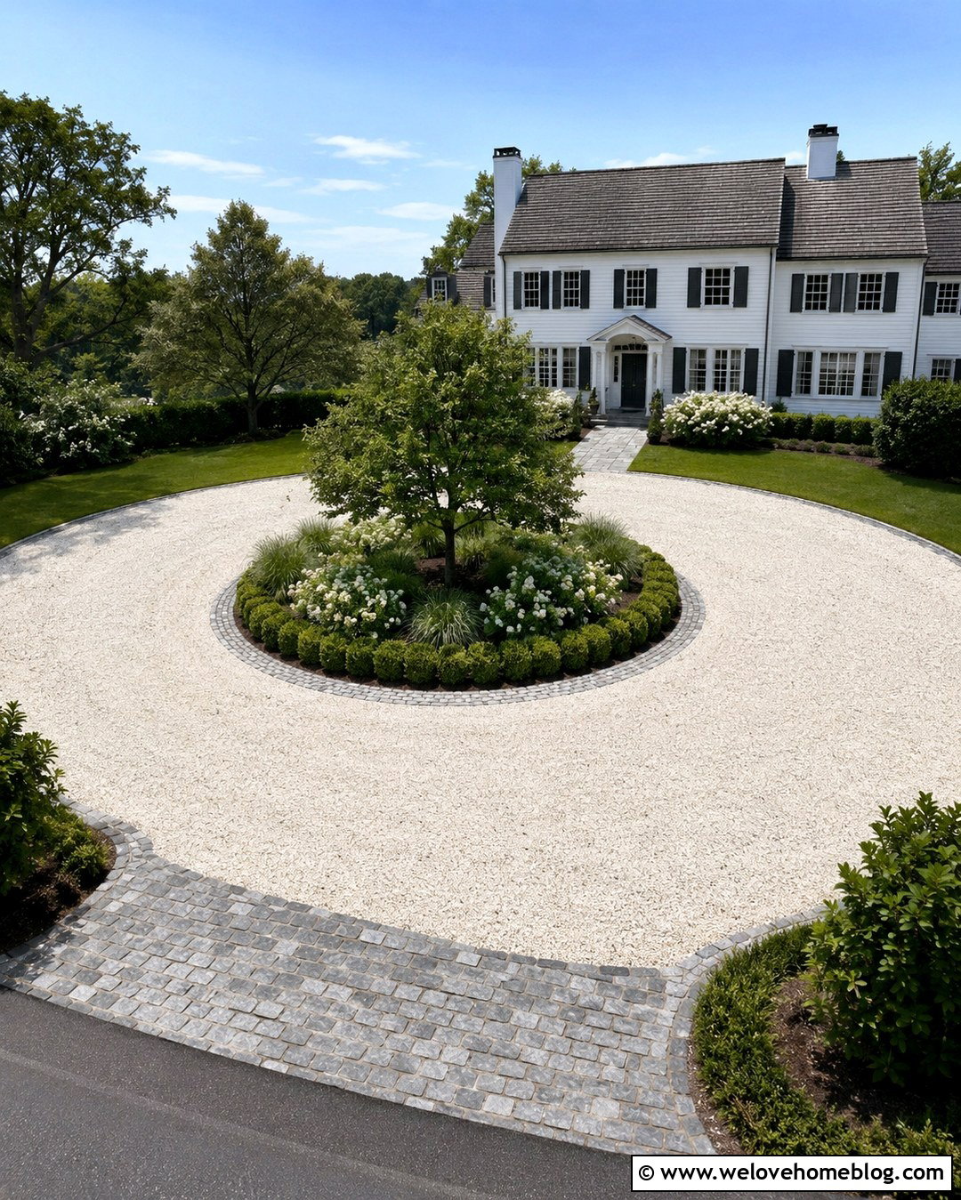 Circular Crushed Shell Driveway With Center Island - 20 Crushed Shell Driveway Ideas