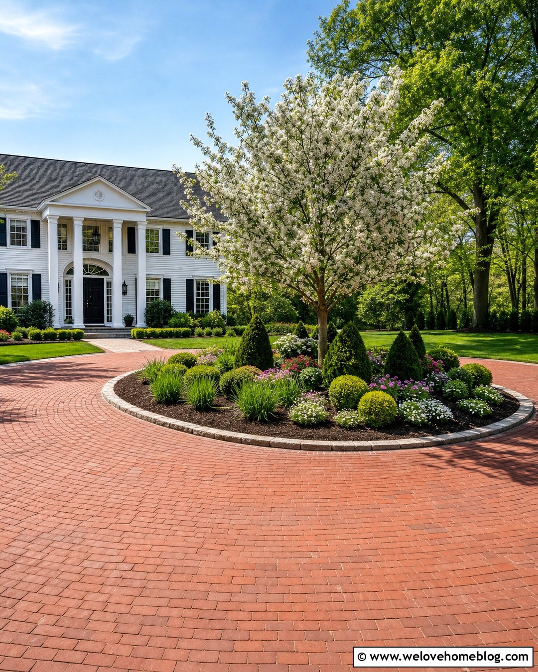 Circular Driveway Berm With A Center Garden - 20 driveway berm landscaping ideas