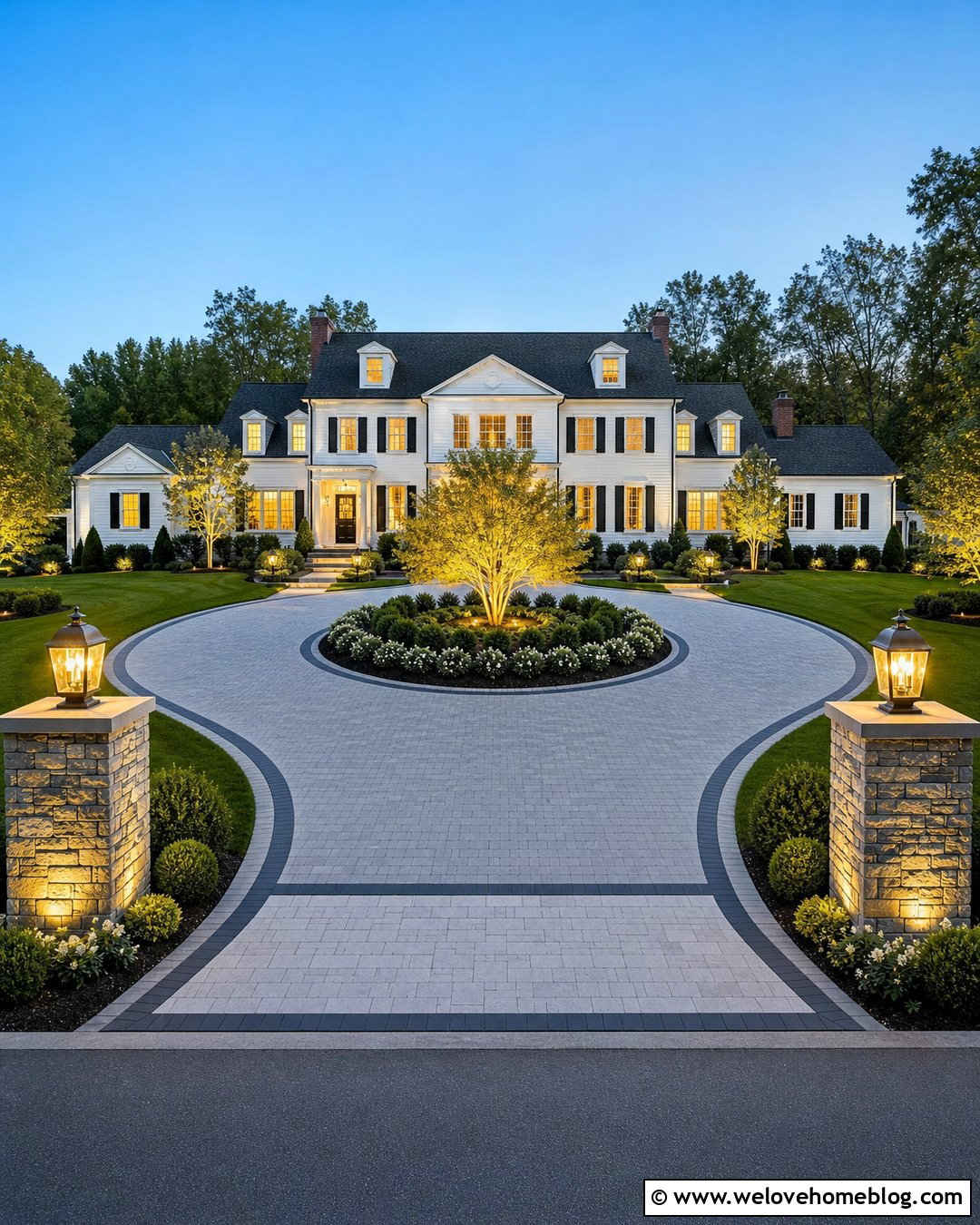 Circular Driveway Entrance Lighting - 25 Driveway Lighting Entrance Ideas