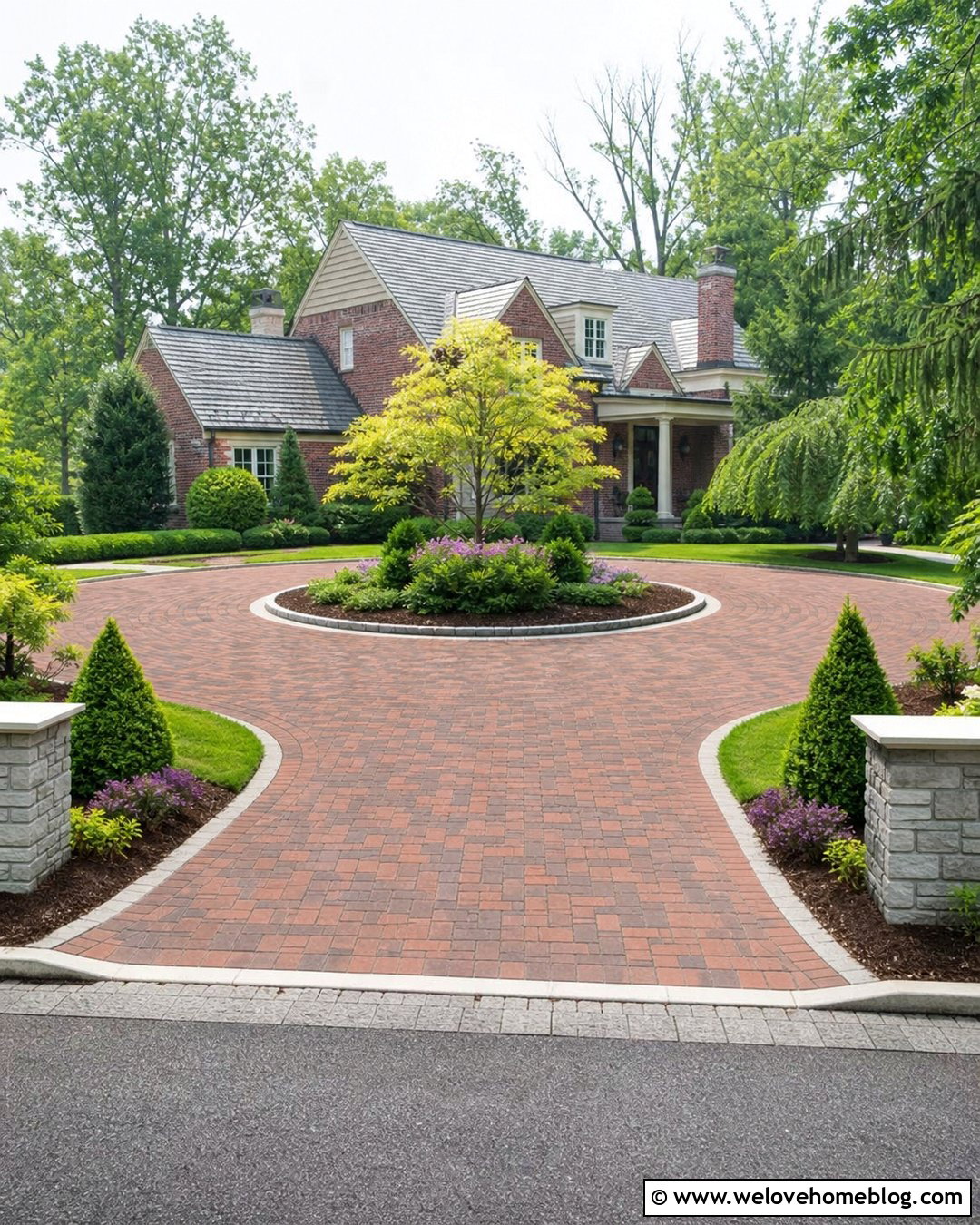Circular Driveway Entrance With Center Island - 50 driveway entrance landscaping ideas