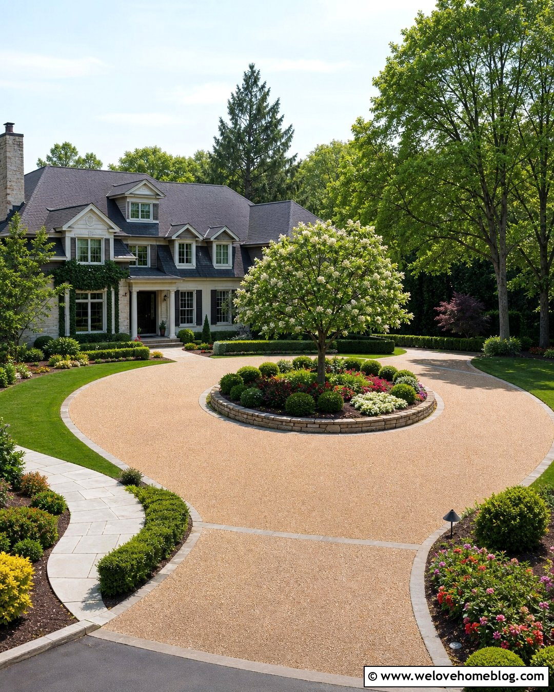 Circular Driveway Entrance With Landscaped Island - 40 driveway entrance ideas