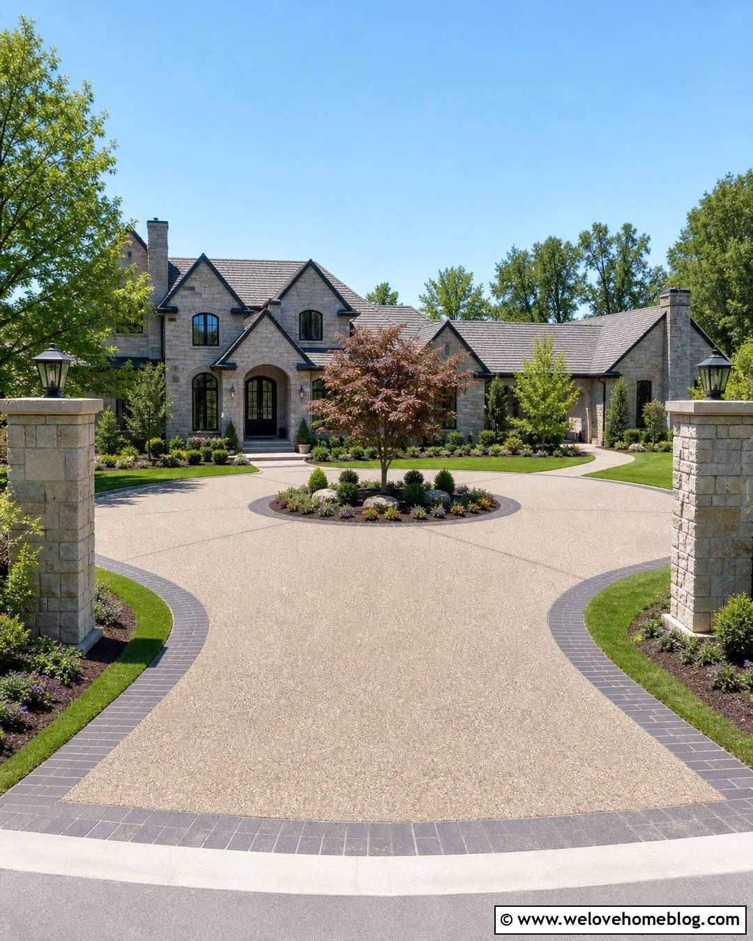 Circular Driveway Entry With Center Island - 30 driveway entry ideas