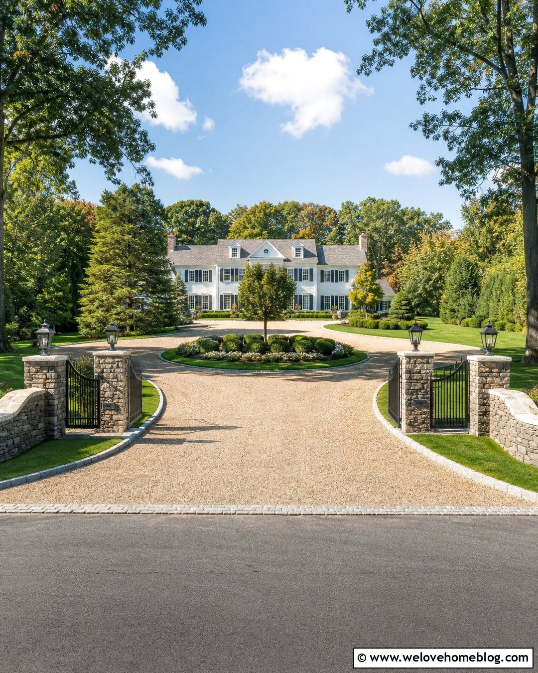 Circular Driveway Gates With Matching Stone Pillars - 20 Entrance Gates Driveway Stone Pillars Ideas