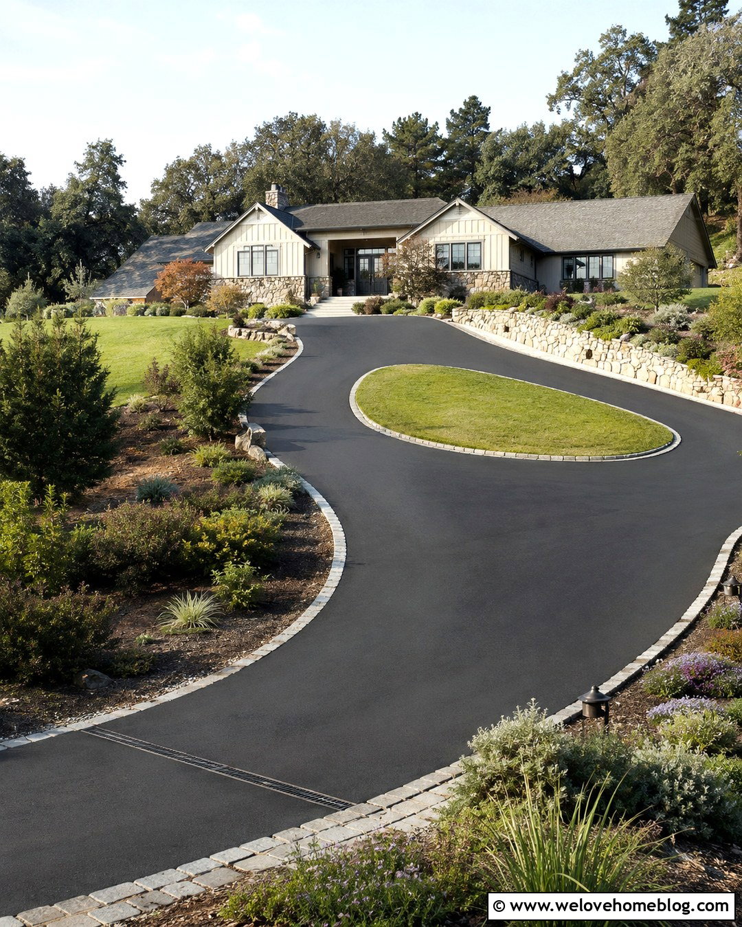 Circular Driveway On Sloped Front Yard - 20 House With Round Driveway Ideas