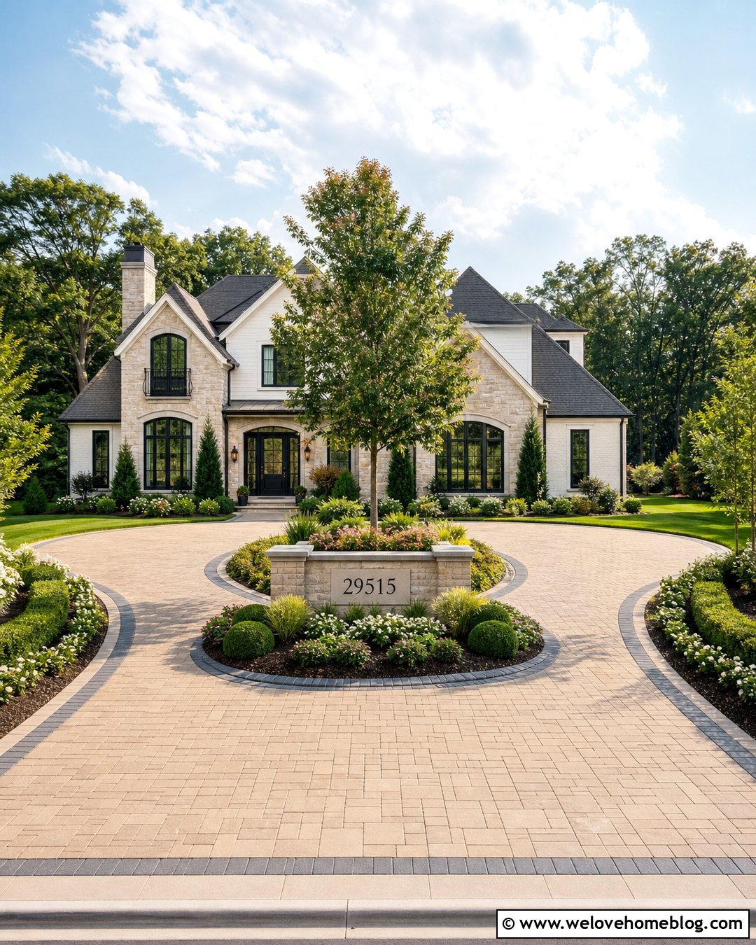 Circular Driveway Sign With Center Island - 30 Driveway Signs Entrance Ideas