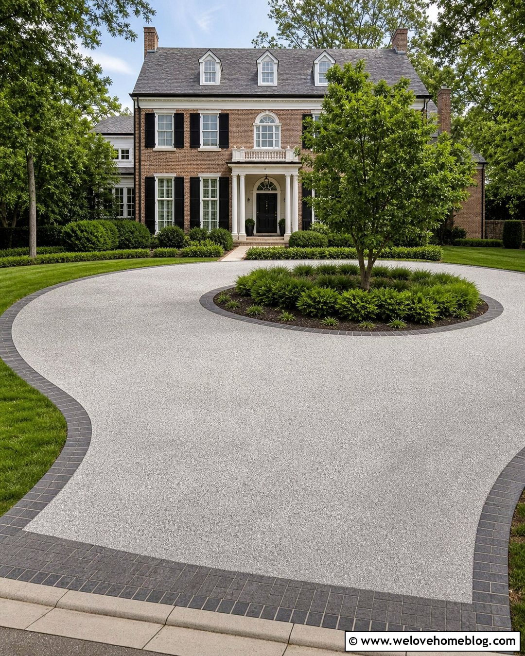 Circular Driveway With Belgium Block Edging - 20 Belgium Block Driveway Ideas