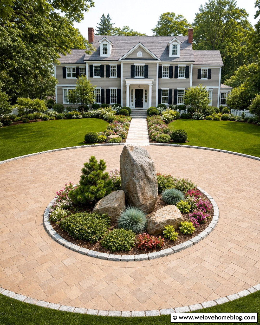 Circular Driveway With Boulder Center Island - 20 driveway boulder landscape ideas