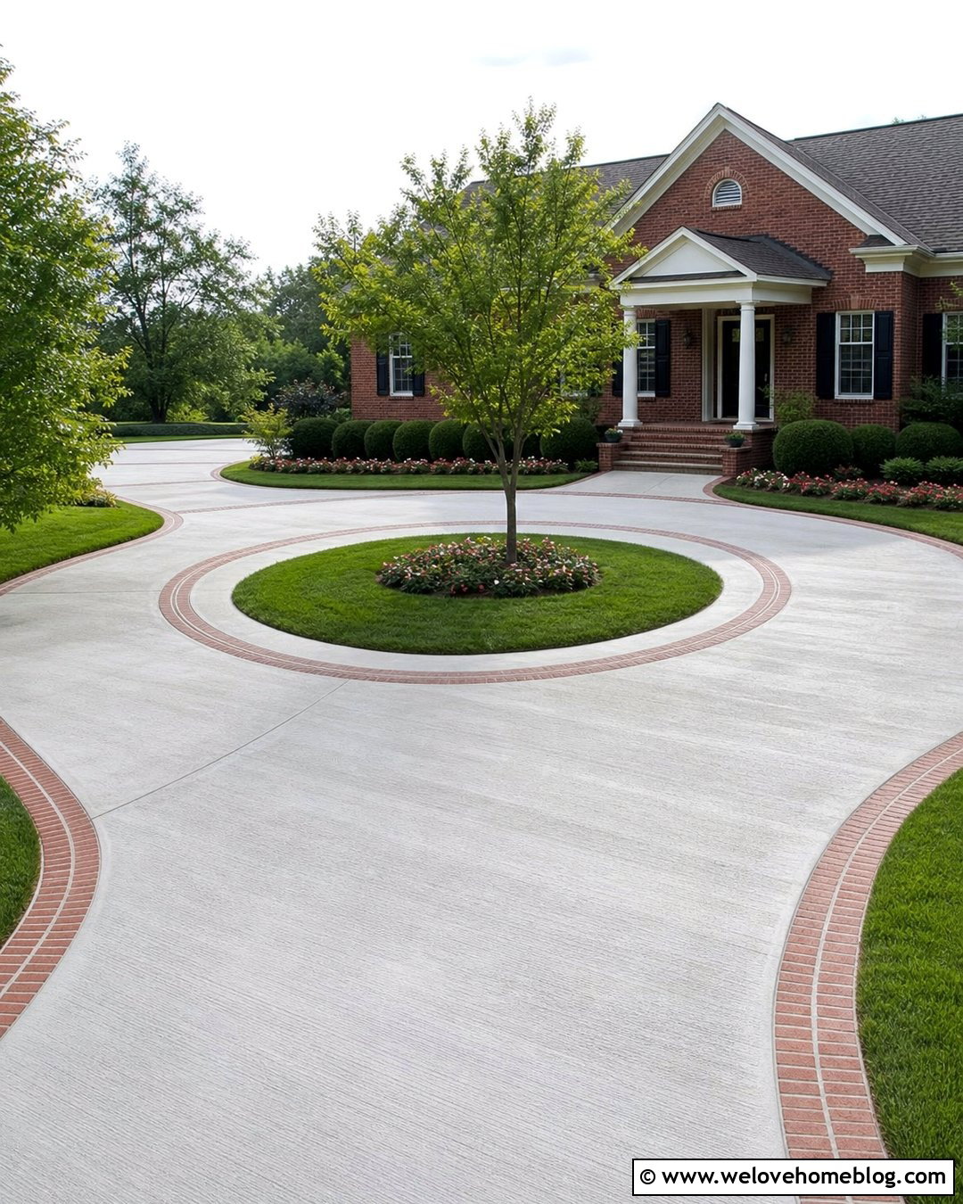 Circular Driveway With Brick Edging - 35 circular driveway landscaping ideas