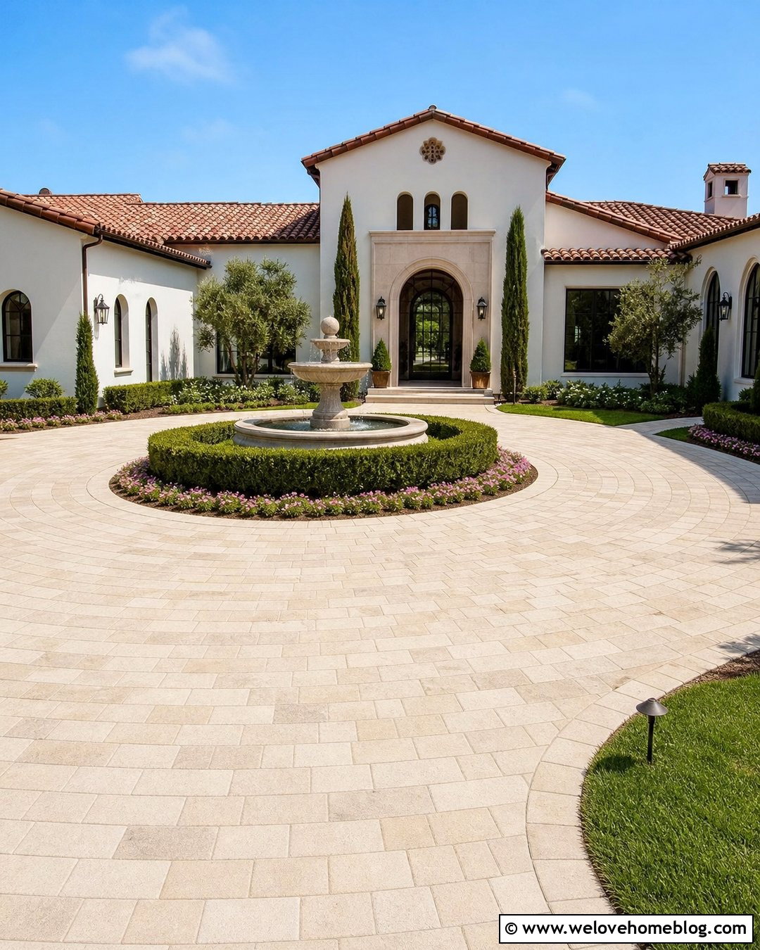 Circular Driveway With Center Fountain - 45 Circular Driveway Ideas