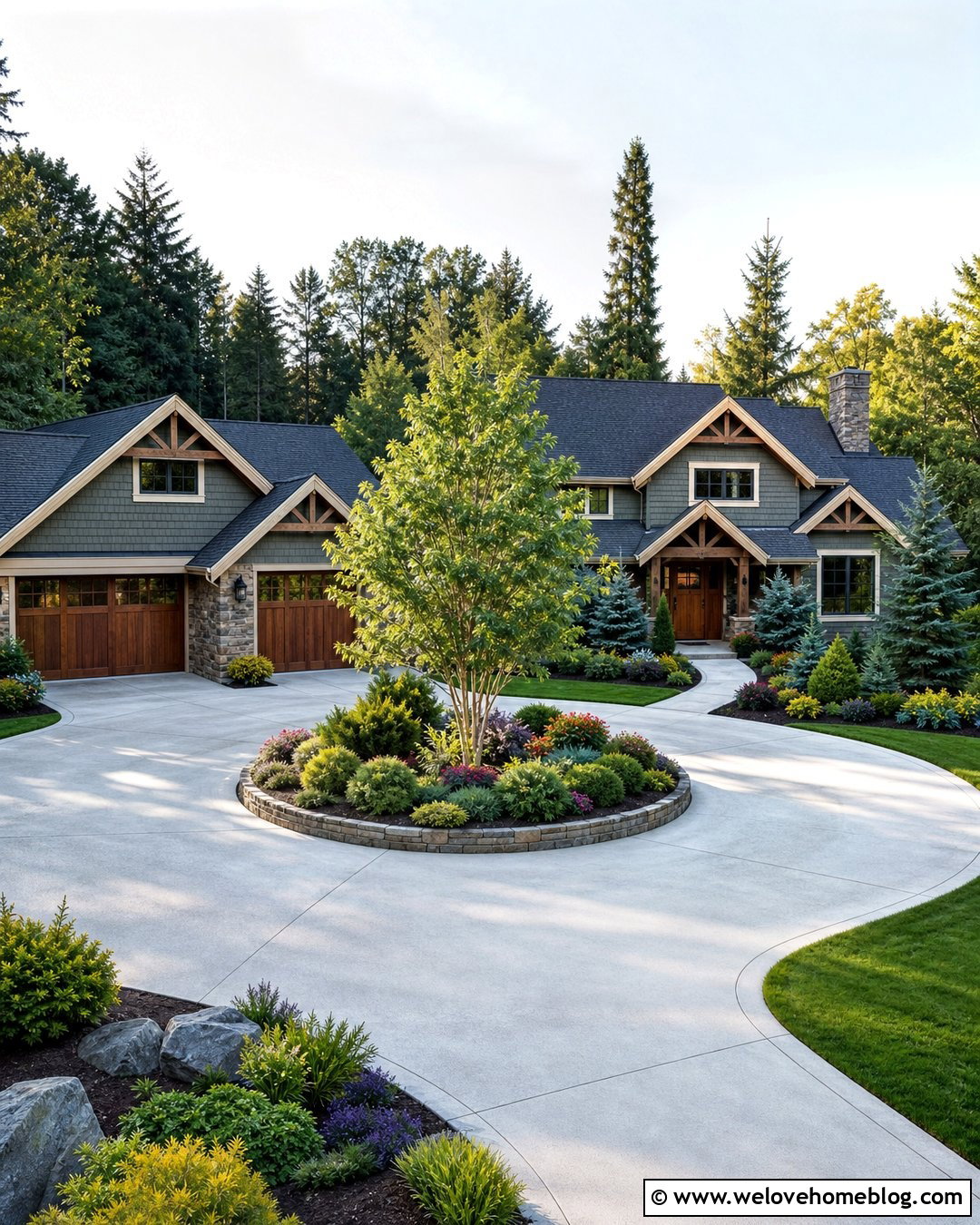 Circular Driveway With Center Island Garden - 35 circular driveway landscaping ideas