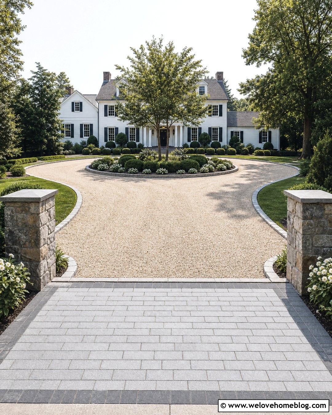 Circular Driveway With Cobblestone Aprons - 35 cobblestone driveway apron ideas