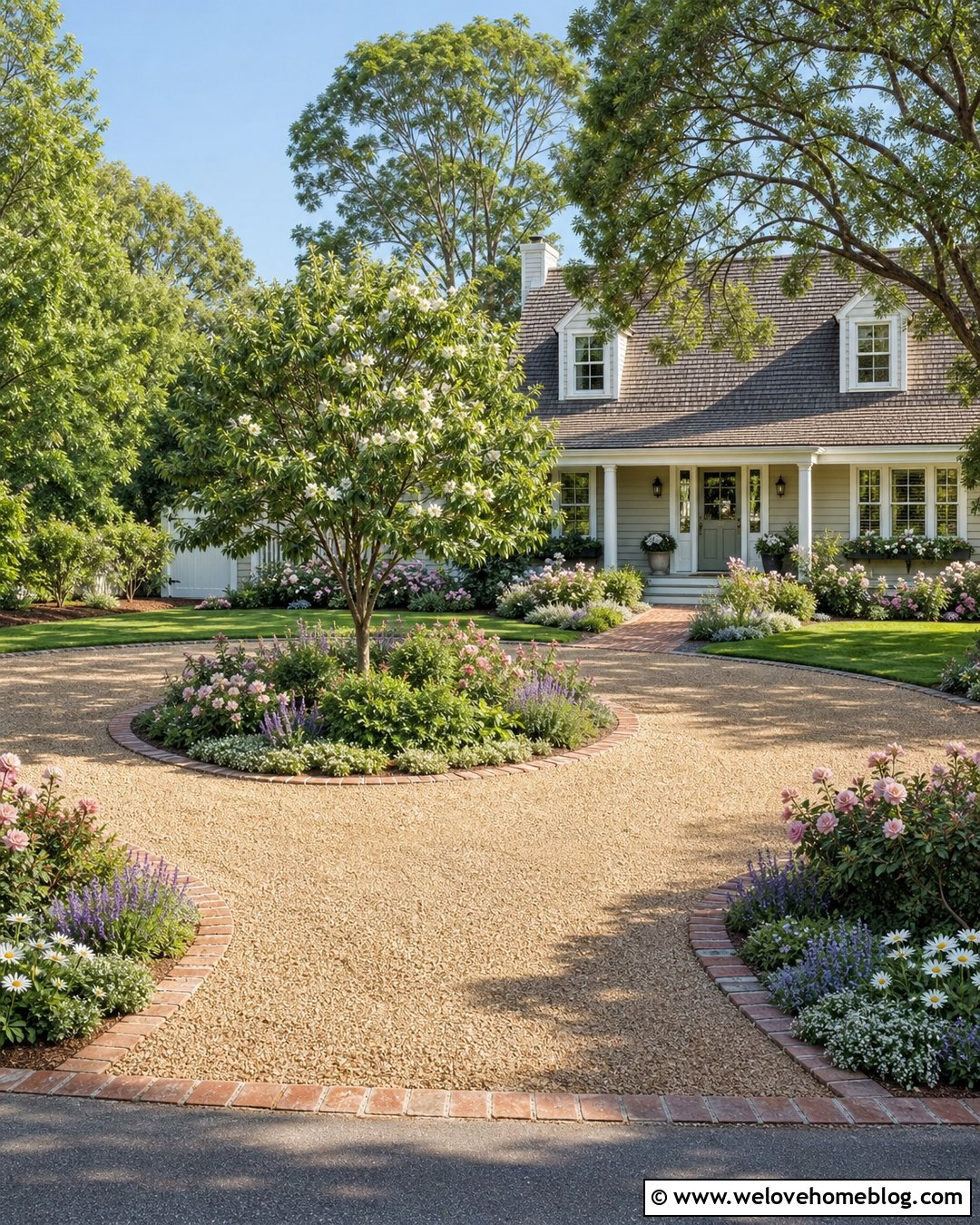 Circular Driveway With Cottage Garden Landscaping - 35 circular driveway landscaping ideas