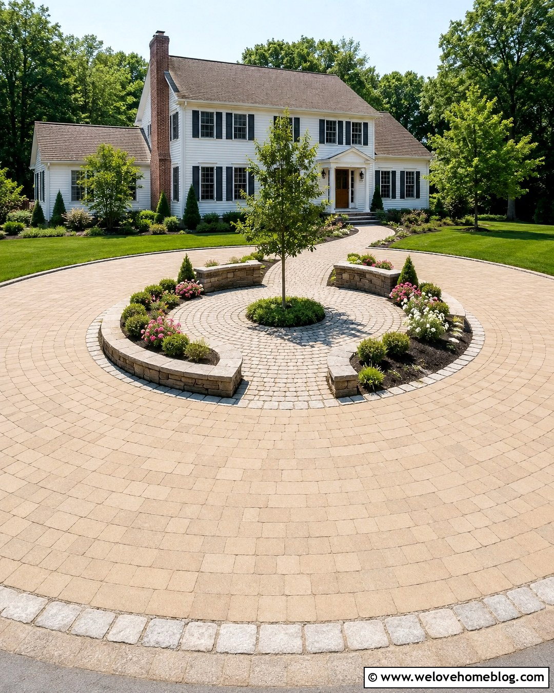 Circular Driveway With Courtyard Patio - 20 patio driveway combo ideas