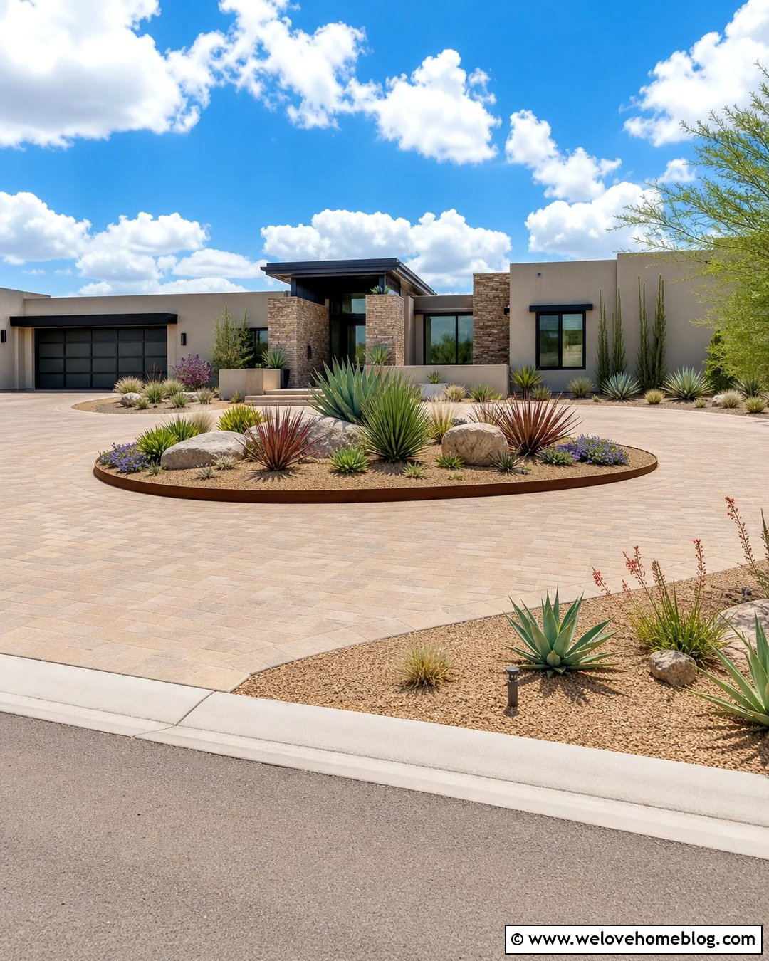 Circular Driveway With Drought Tolerant Landscaping - 20 driveway front yard landscaping circular ideas