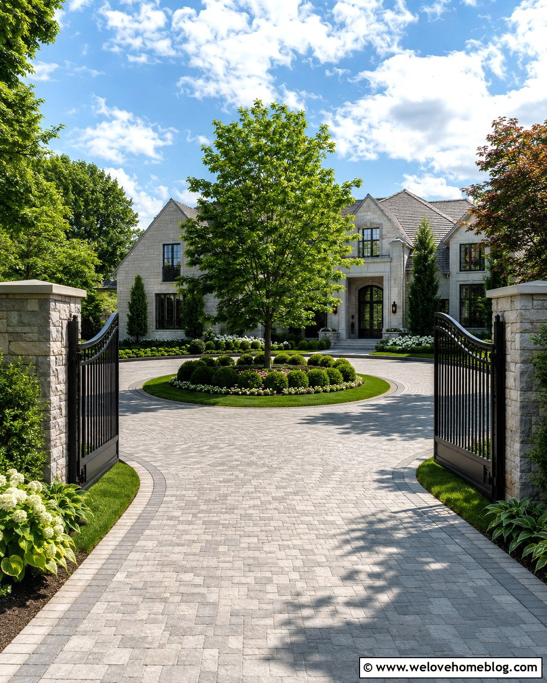 Circular Driveway With Dual Entry Gates - 20 Gated Entry Driveway Ideas