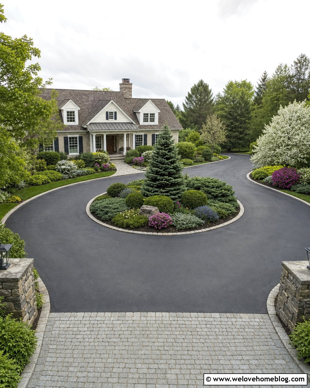 Circular Driveway With Evergreen Landscaping - 35 circular driveway landscaping ideas